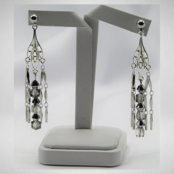 LONG SILVER TASSEL Beaded Jewelry Set - Picture 5 of 5
